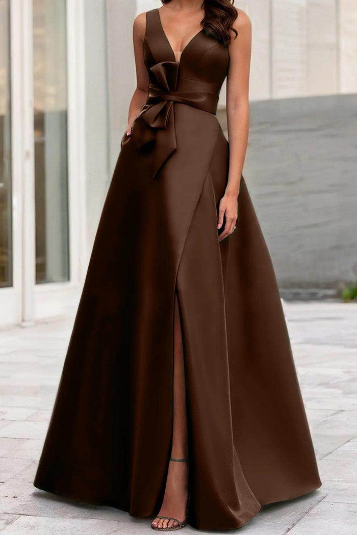 A Line V Neck Sleeveless Mother Of The Bride Dresses CM0341 - COCOMELODY