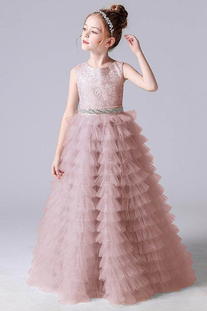 A-line/Princess Scoop Neck Sleeveless Tulle Flower Girl Dress 671801710383 - COCOMELODY