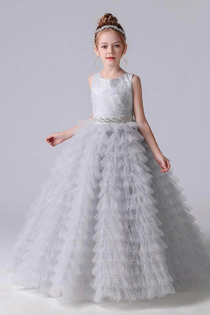 A-line/Princess Scoop Neck Sleeveless Tulle Flower Girl Dress 671801710383 - COCOMELODY