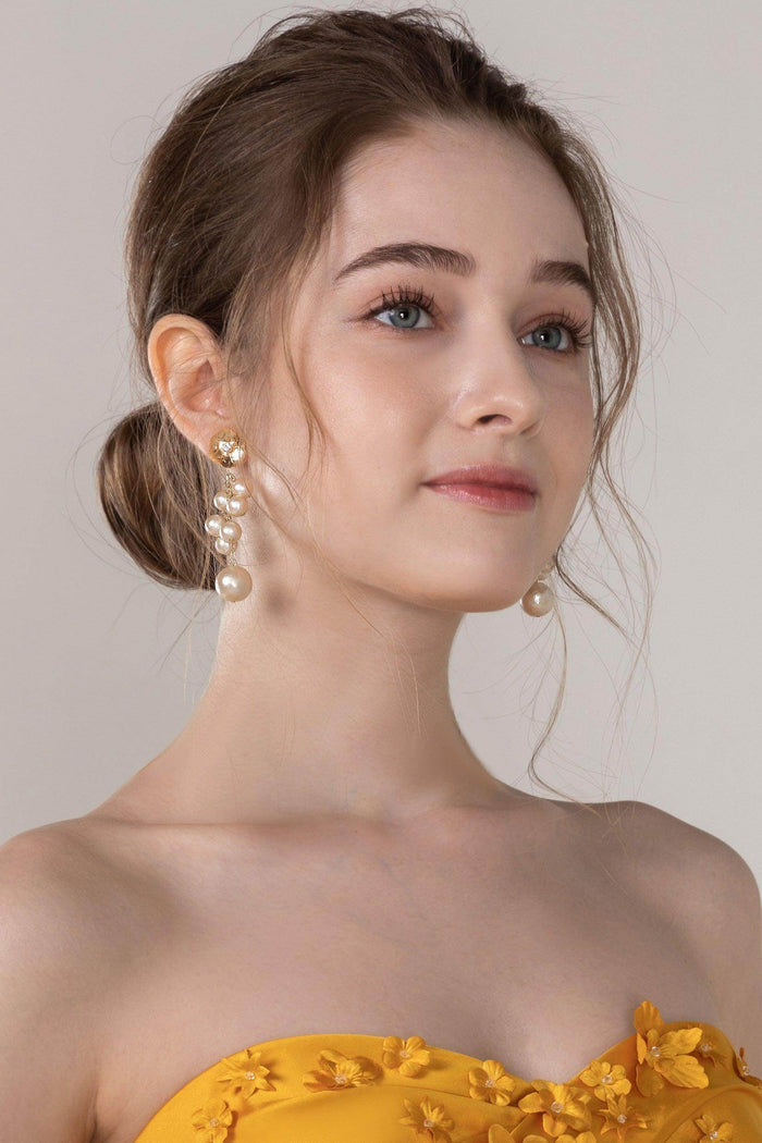 Alloy Earrings with Imitation Pearl CE0127 - COCOMELODY