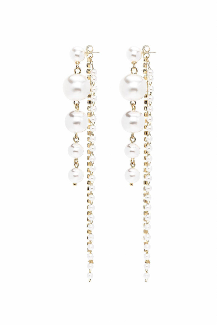 Alloy Earrings with Rhinestone Imitation Pearl CE0117 - COCOMELODY