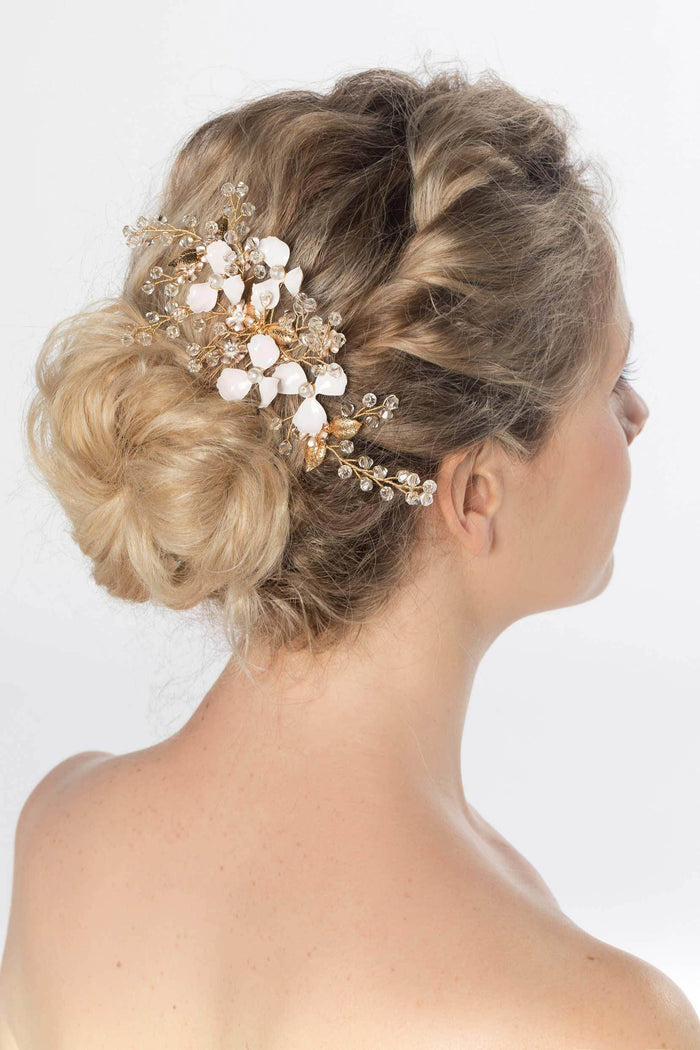 Alloy Hair Combs with Pearl Crystals CH0383 - COCOMELODY