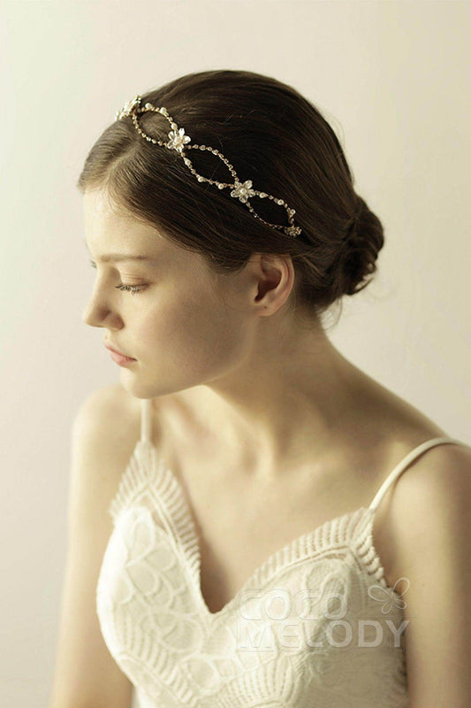 Alloy Headbands with Imitation Pearl and Rhinestone CH0309 - COCOMELODY