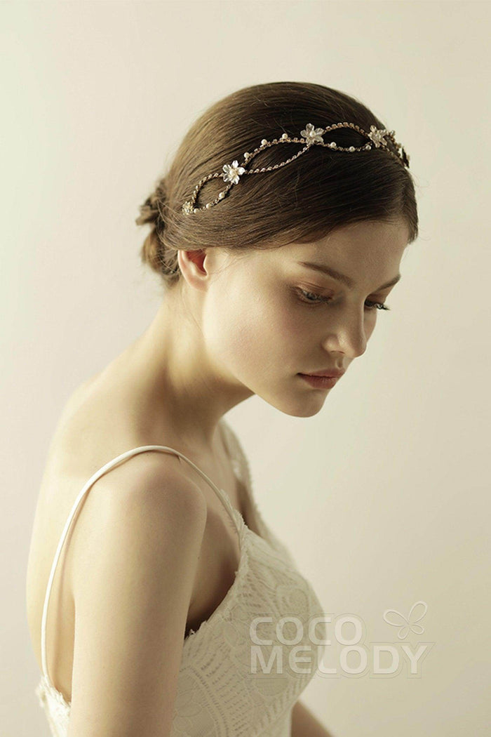 Alloy Headbands with Imitation Pearl and Rhinestone CH0309 - COCOMELODY