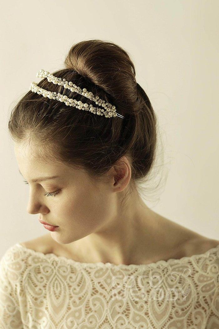 Alloy Headbands with Imitation Pearl and Rhinestone CH0318 - COCOMELODY