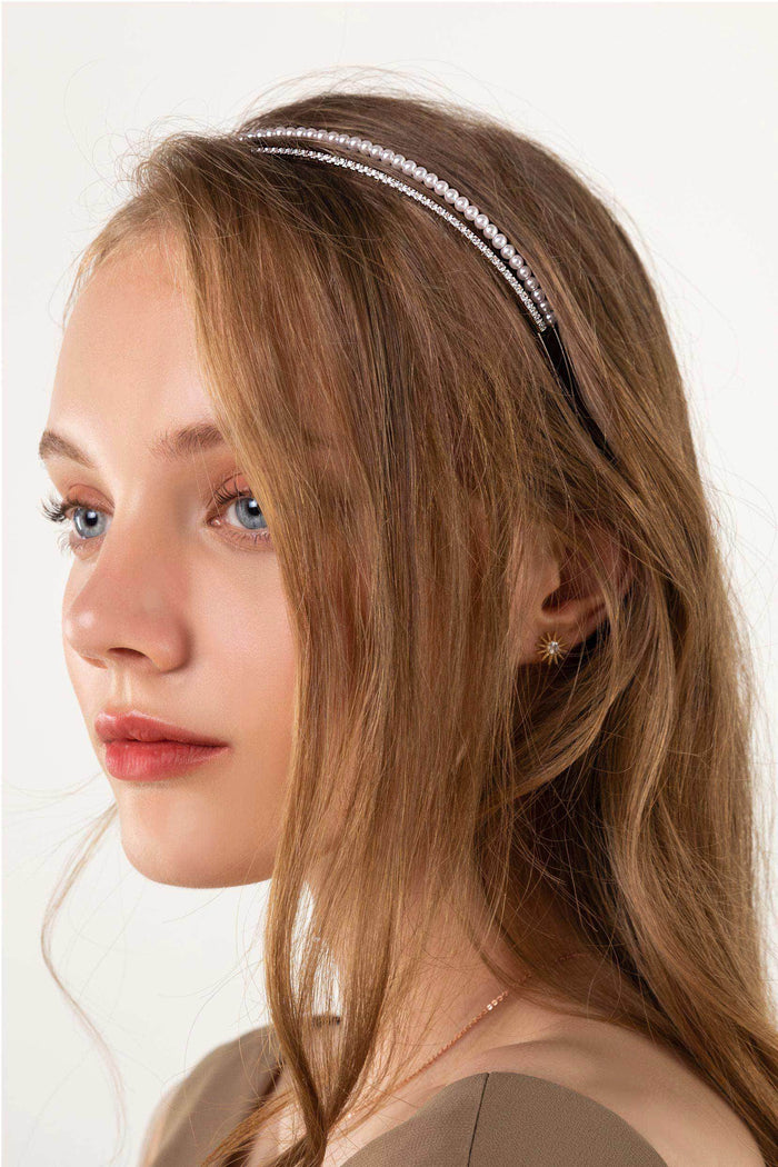 Alloy Headbands with Imitation Pearl Rhinestone CH0336 - COCOMELODY