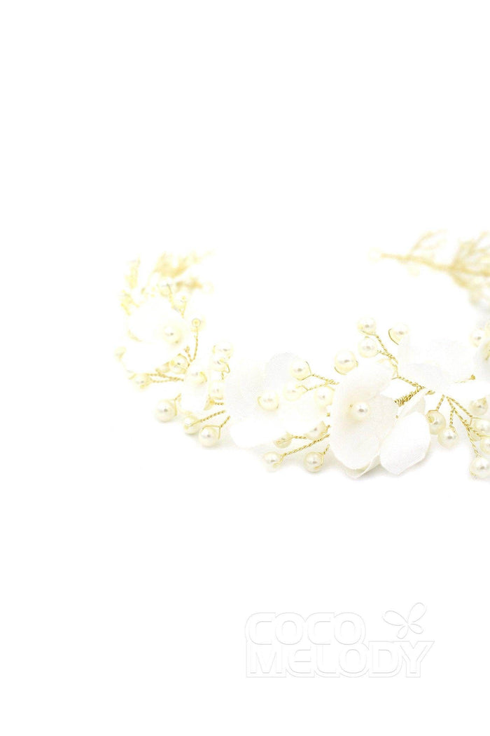 Alloy Headbands with Pearls and Flower CH0311 - COCOMELODY
