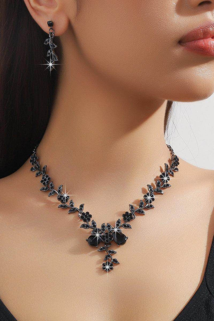 Alloy Rhinestone Necklace Earrings Jewelry 799625813629 - COCOMELODY