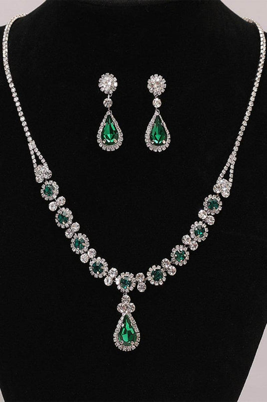 Alloy Rhinestone Necklace Earrings Jewelry 833119530382 - COCOMELODY