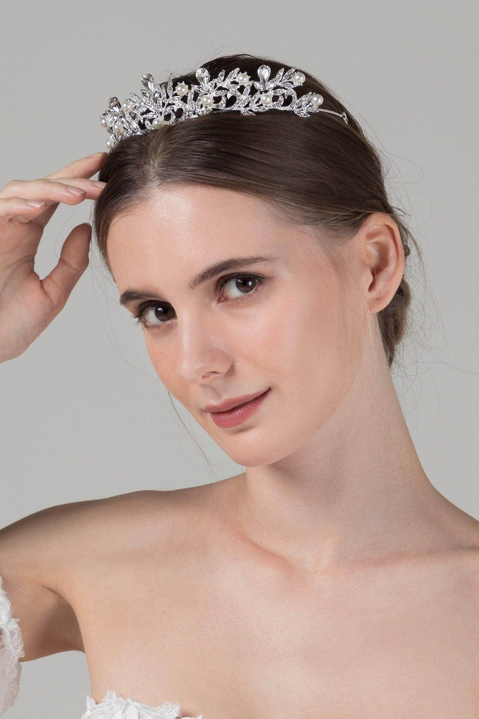 Alloy Tiaras with Imitation Pearl Rhinestone CH0354 - COCOMELODY