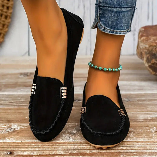 Amelia - Women's Casual Comfort Loafers with Metal Embellishment