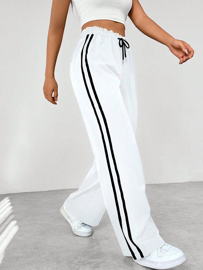 Amelia - Women's Wide Leg Pants Comfort Fit with Side Stripe Drawstring