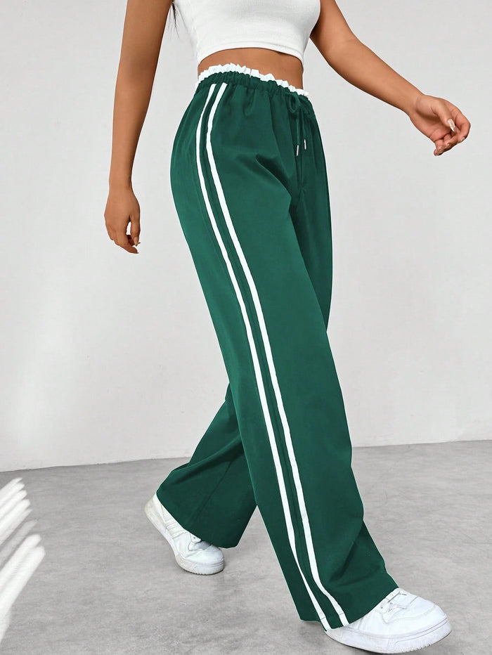 Amelia - Women's Wide Leg Pants Comfort Fit with Side Stripe Drawstring
