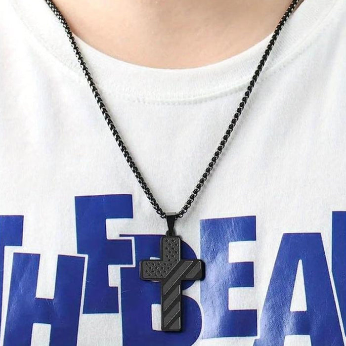American Flag Cross Pendant Necklace