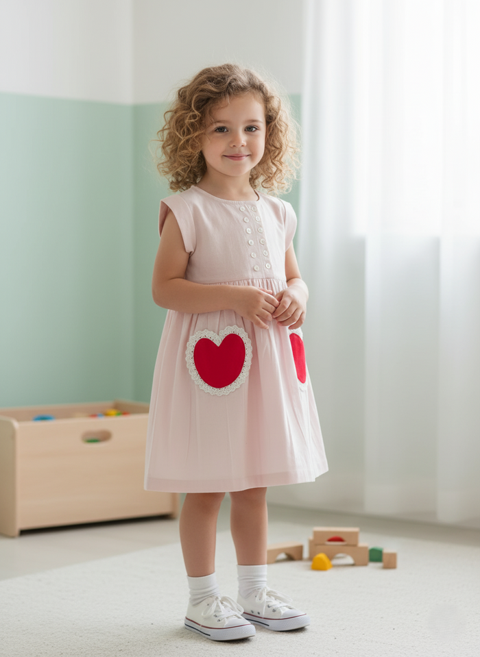 Amore Dress Soft Pink — Cotton Girls Dress | Infant to Tween 0-13 Years