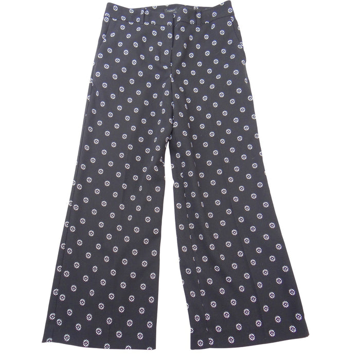 Ann Taylor Factory Womens Black White Floral Medallion Wide Leg Pants Size 40