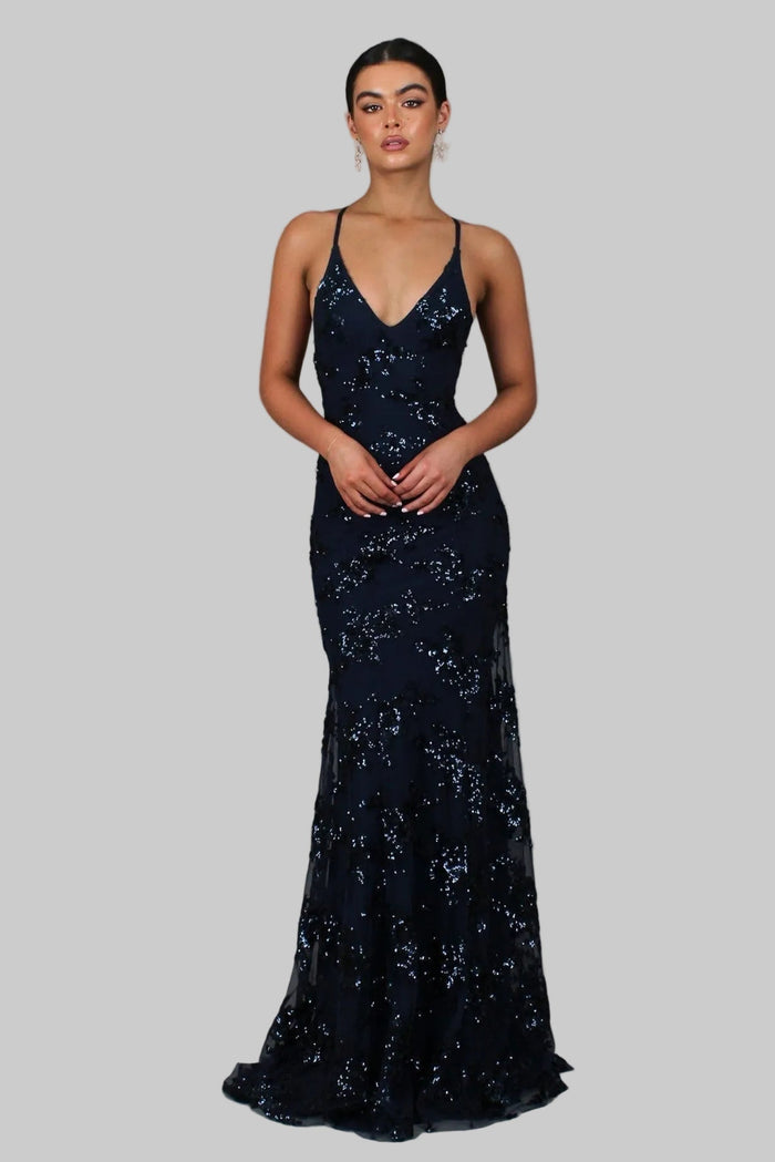 Aria - Elegant Women's Wedding Guest Dress with V-Neck and Spaghetti Straps