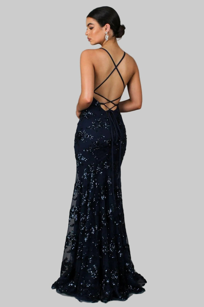 Aria - Elegant Women's Wedding Guest Dress with V-Neck and Spaghetti Straps