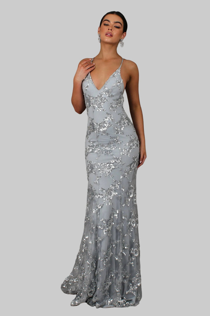 Aria - Elegant Women's Wedding Guest Dress with V-Neck and Spaghetti Straps