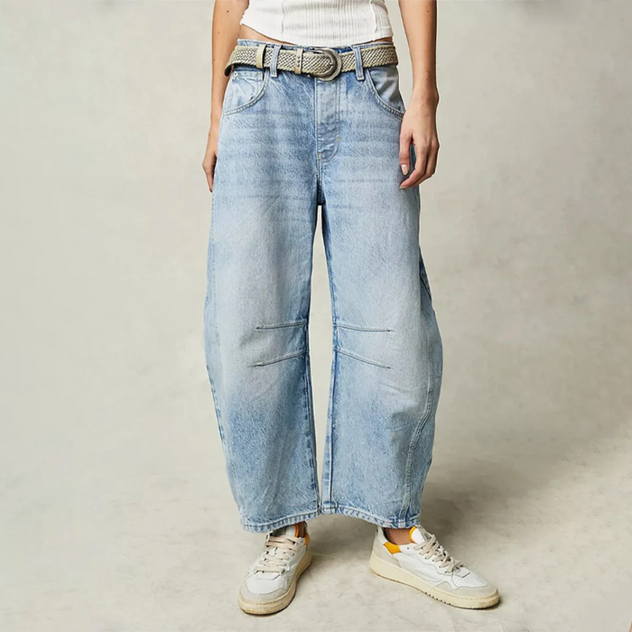 Aria - Women's High Waisted Baggy Jeans with Barrel Leg Fit for Fall