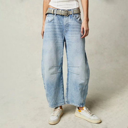 Aria - Women's High Waisted Baggy Jeans with Barrel Leg Fit for Fall