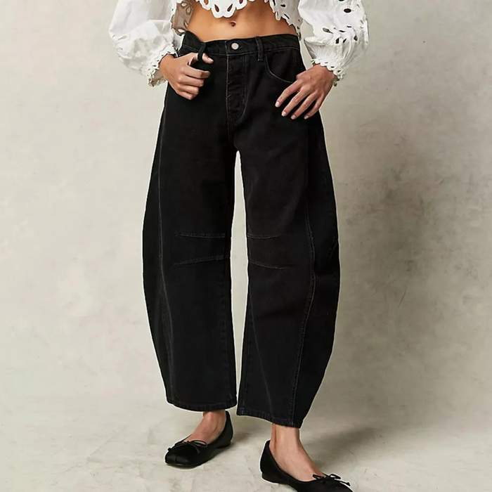 Aria - Women's High Waisted Baggy Jeans with Barrel Leg Fit for Fall