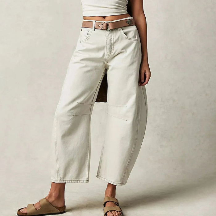Aria - Women's High Waisted Baggy Jeans with Barrel Leg Fit for Fall