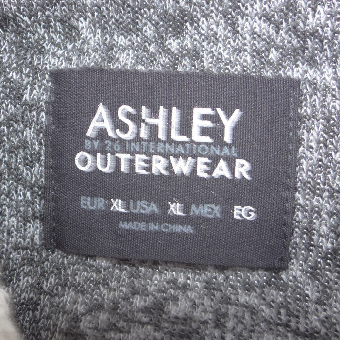 Ashley by 26 International Womens XL Marled Grey Sherpa Moto Jacket Zip Up1