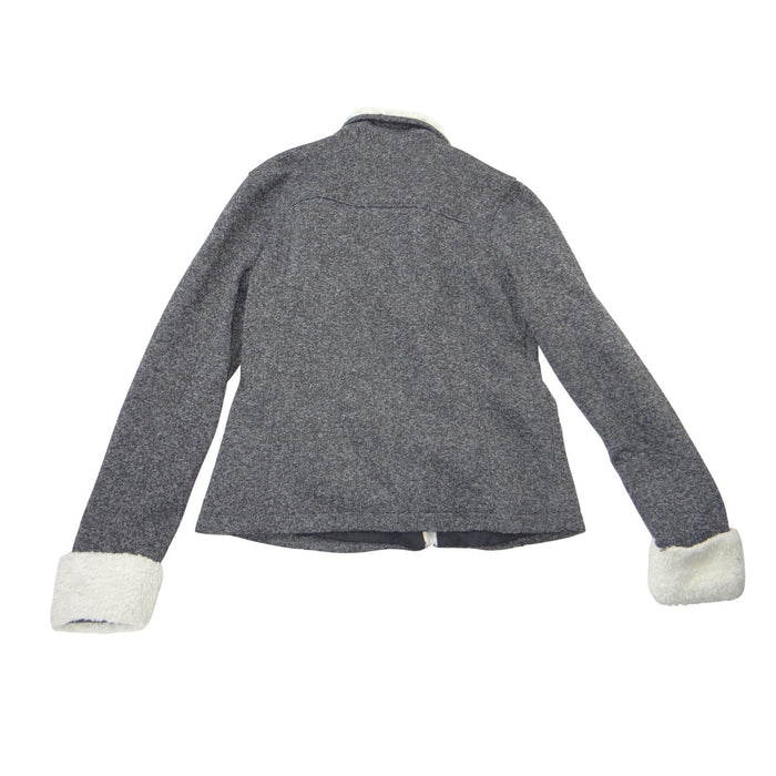 Ashley by 26 International Womens XL Marled Grey Sherpa Moto Jacket Zip Up2