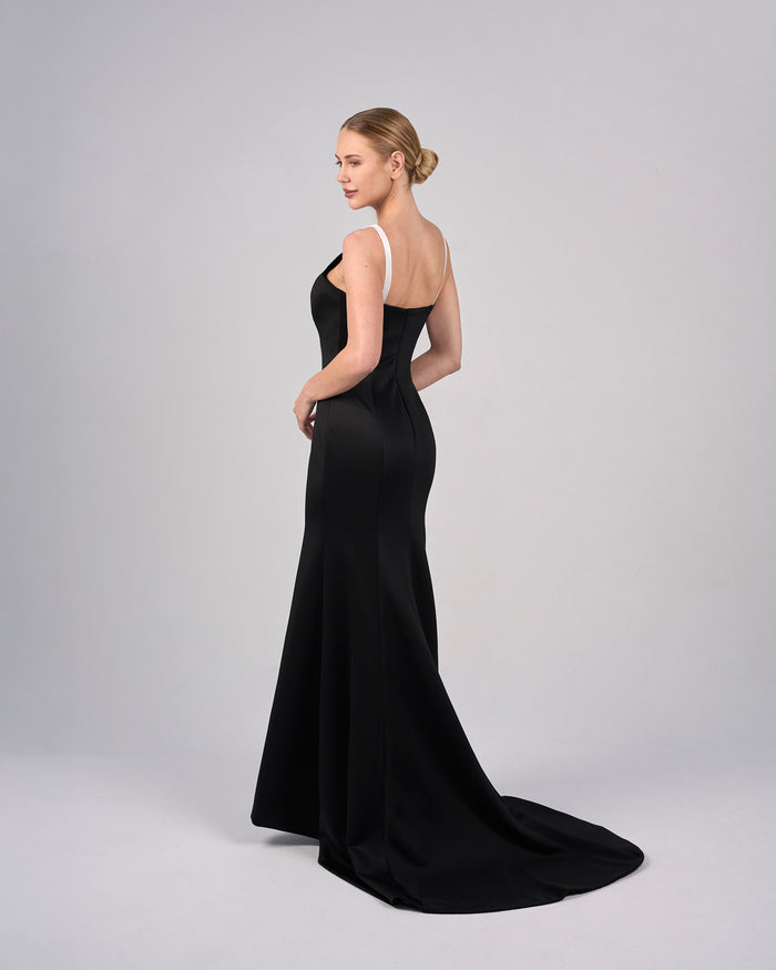 Asymmetrical bicolour dress with embellishments - ORIANA