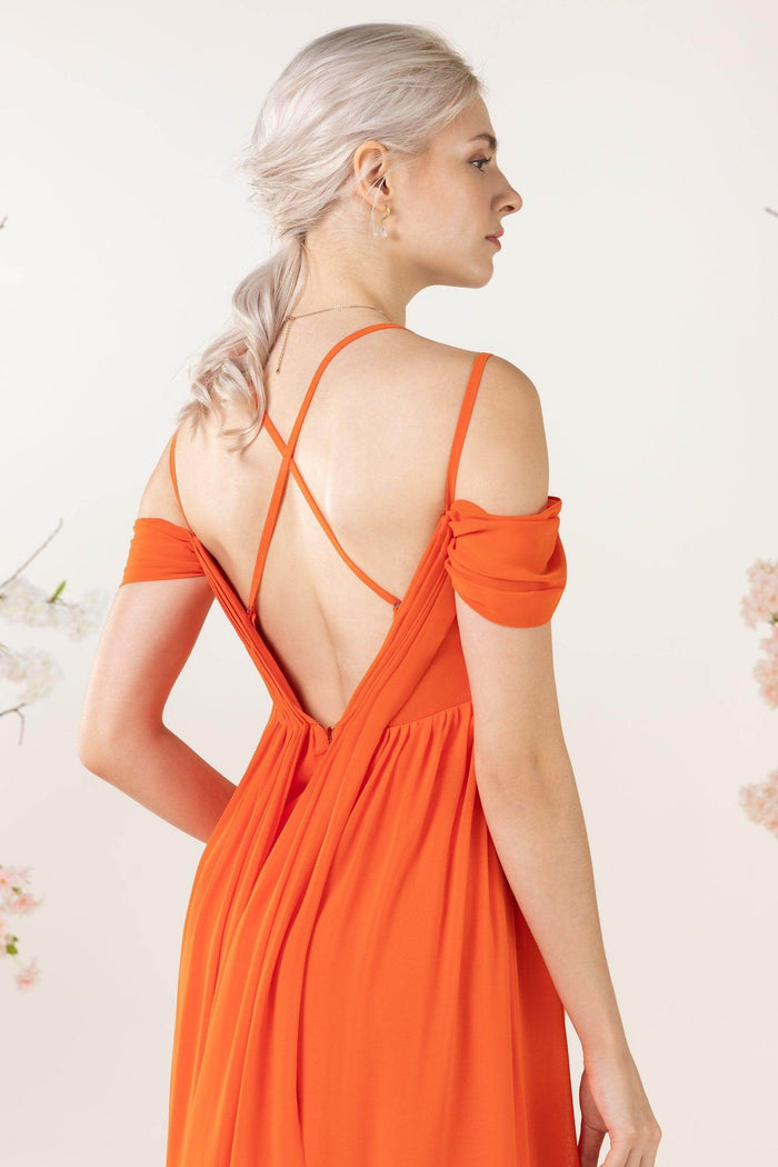 Asymmetrical Sweep Train Chiffon Bridesmaid Dress CB0464 - COCOMELODY