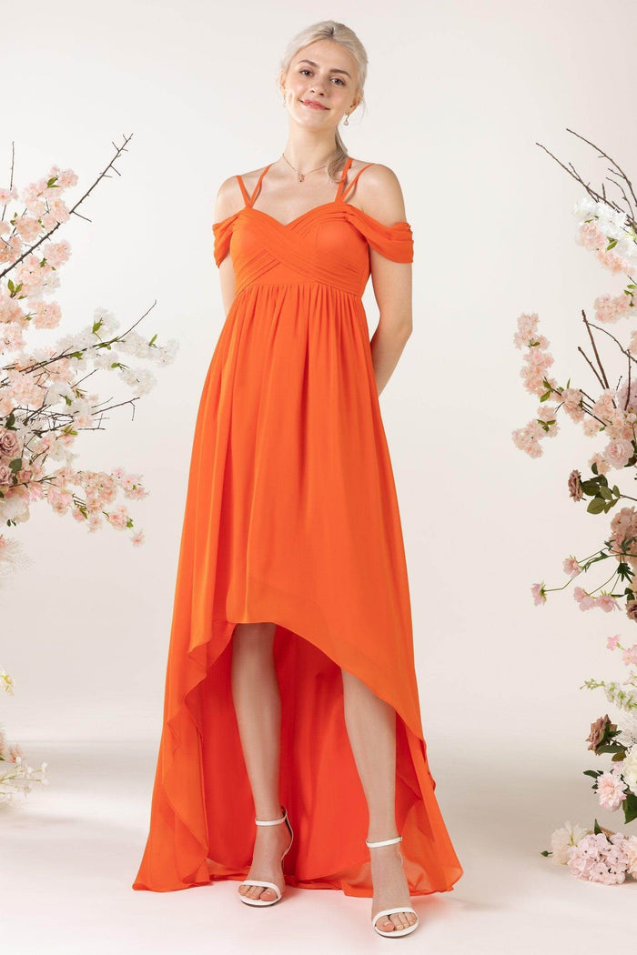 Asymmetrical Sweep Train Chiffon Bridesmaid Dress CB0464 - COCOMELODY