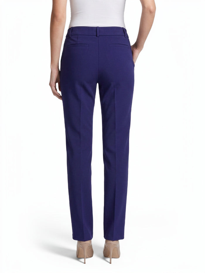 Audrey Pull-On Faux Fly Front Trouser, Compression Suiting, Regal Plum | Kasper