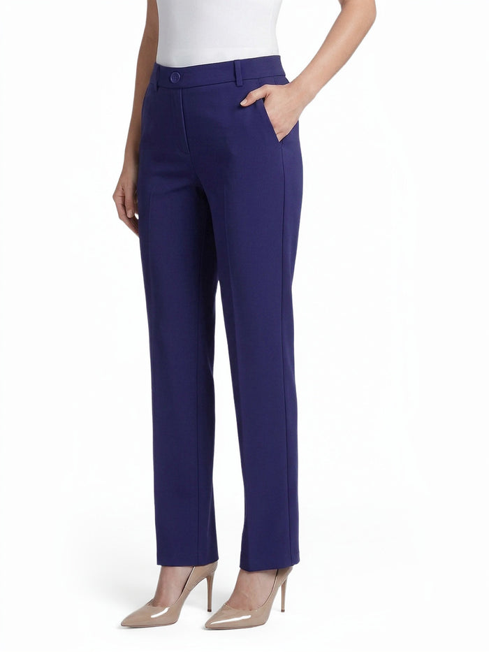 Audrey Pull-On Faux Fly Front Trouser, Compression Suiting, Regal Plum | Kasper