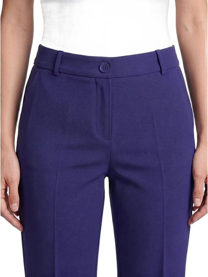 Audrey Pull-On Faux Fly Front Trouser, Compression Suiting, Regal Plum | Kasper