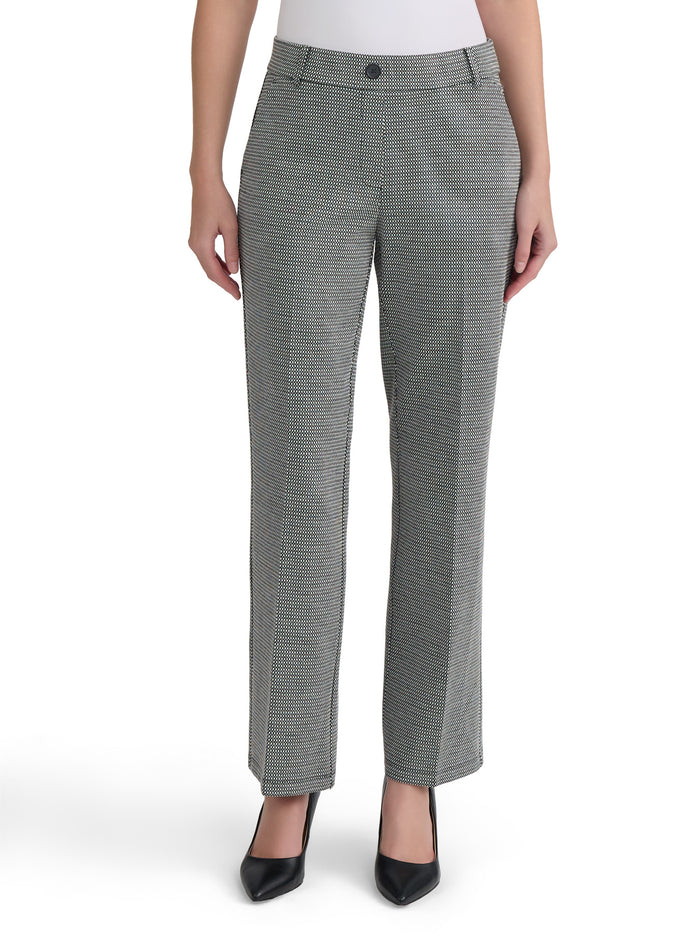 Audrey Pull-On Trouser, Knit Jacquard, Black/Vanilla Ice | Kasper