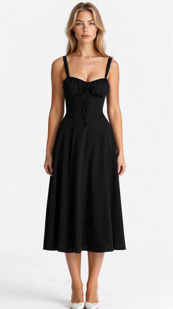 Aurora - Romantic Women's Wedding Guest Dress with Sweetheart Neckline and Front Slit