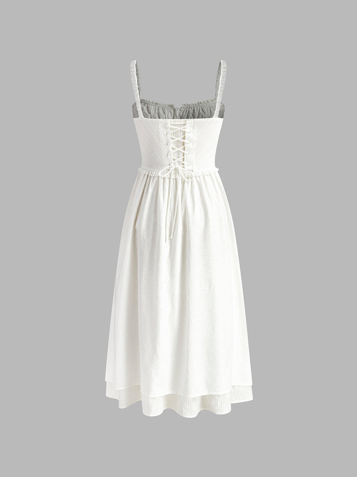 Ava - Flowy Women's Wedding Guest Dress with Ruffle Hem and Button Detail