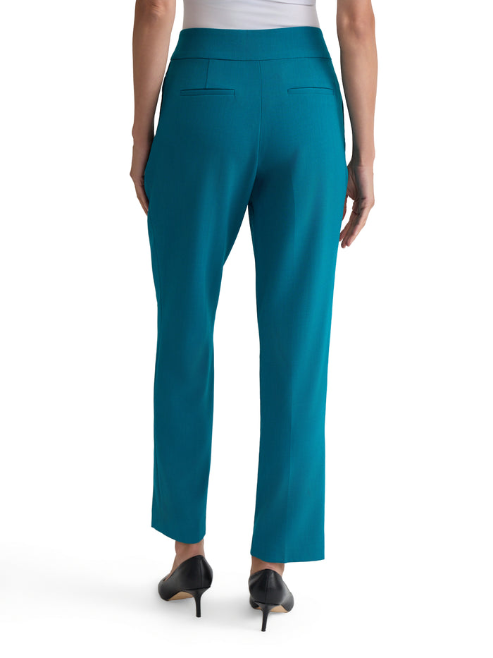 Ava Straight Leg Pant, Stretch Crepe, Bottle Teal | Kasper