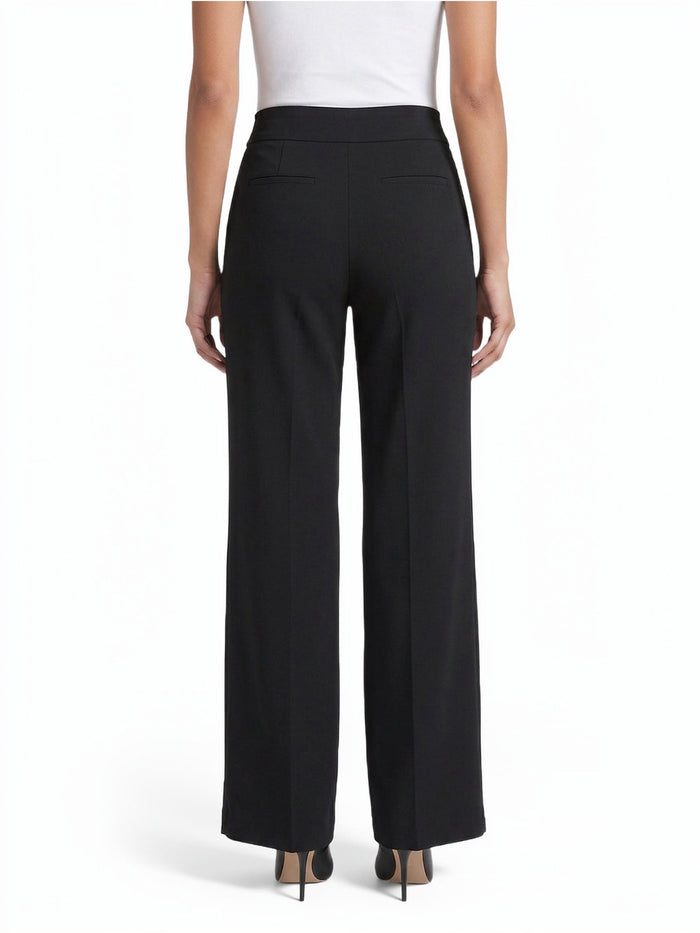 Ava Wide Leg Pant, Stretch Crepe, Black | Kasper