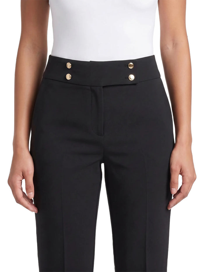 Ava Wide Leg Pant, Stretch Crepe, Black | Kasper