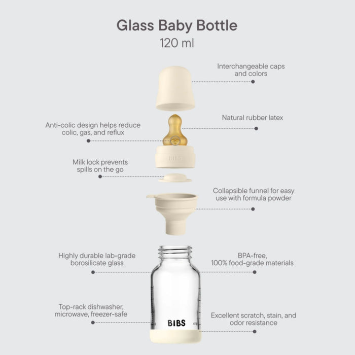 Baby Glass Bottle Complete Set, 120ml