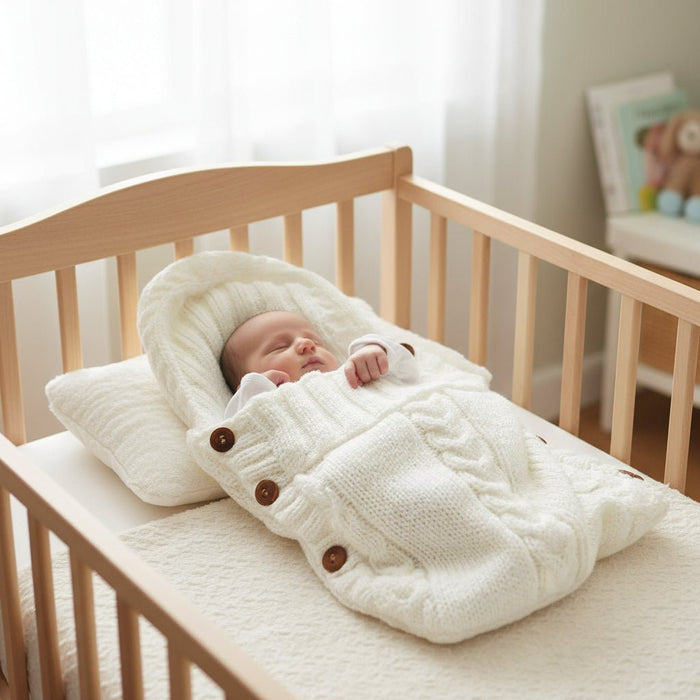 Baby Wrap Blanket | Hooded Design | Soft Knit Comfort | 0–6 Months