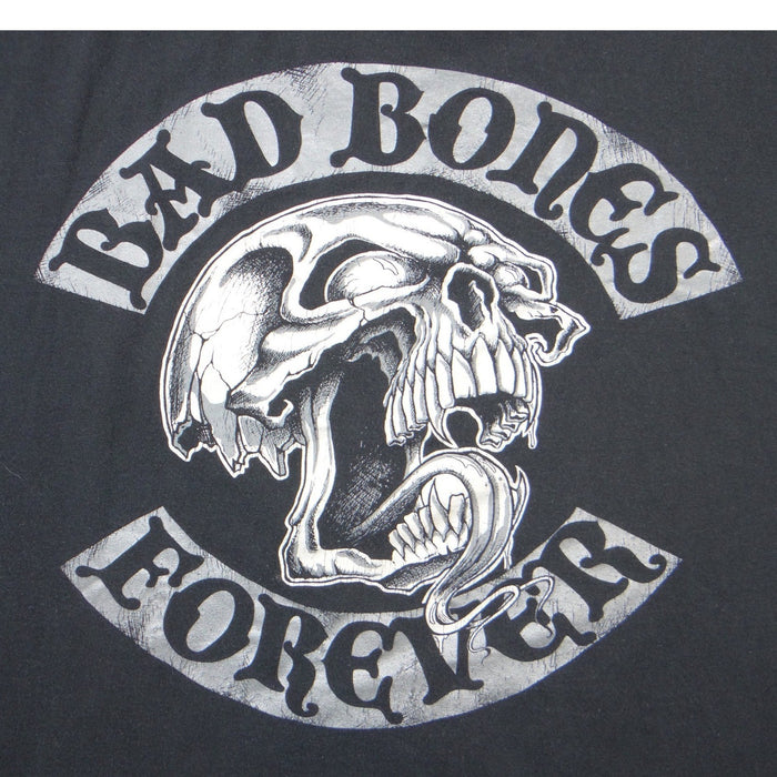 Bad Bones Forever Skull Graphic T Shirt Mens Black Short Sleeve Biker Tee L0