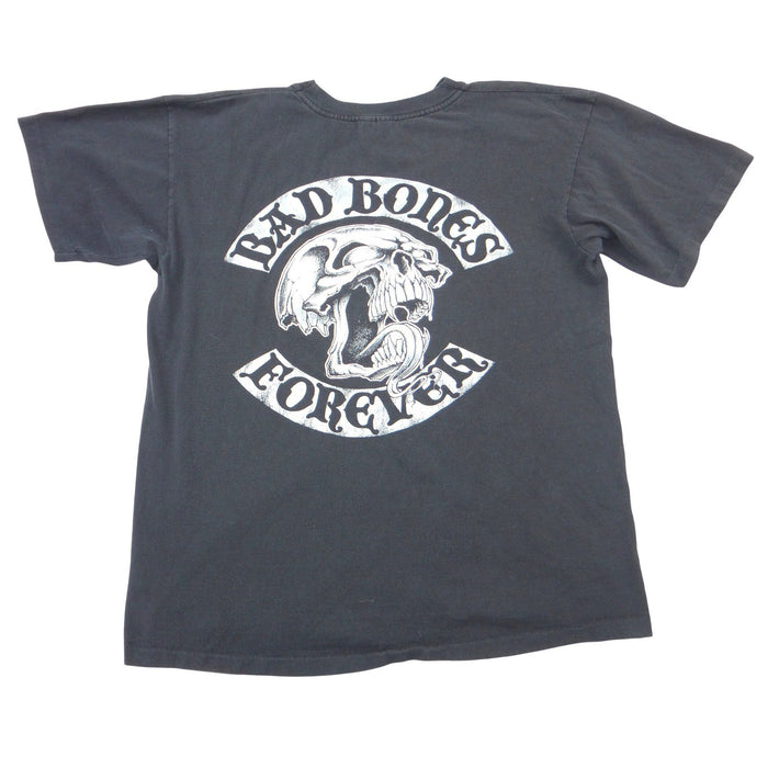 Bad Bones Forever Skull Graphic T Shirt Mens Black Short Sleeve Biker Tee L1