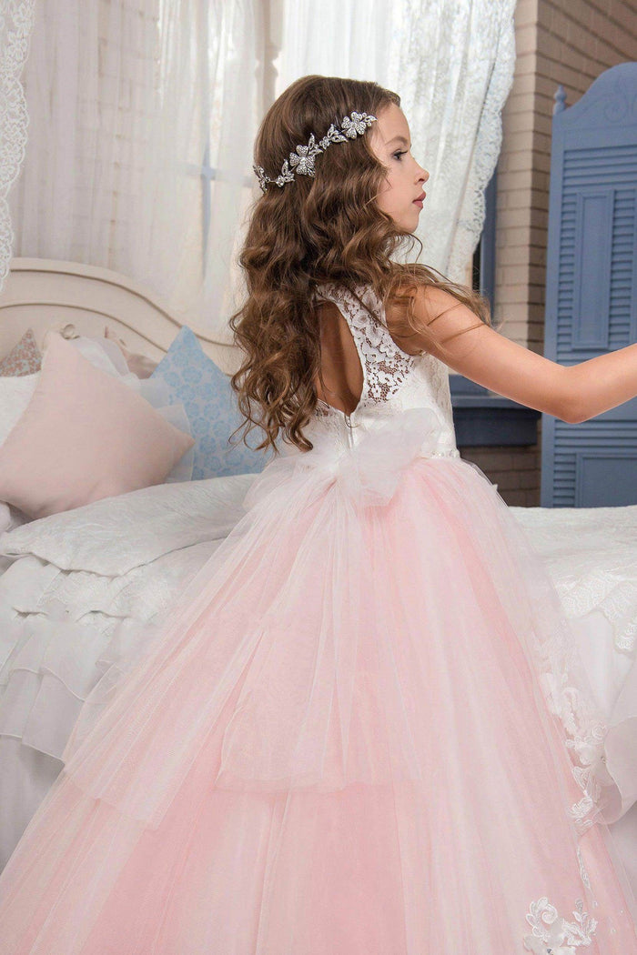 Ball Gown Floor Length Tulle Lace Flower Girl Dress CF0326 - COCOMELODY