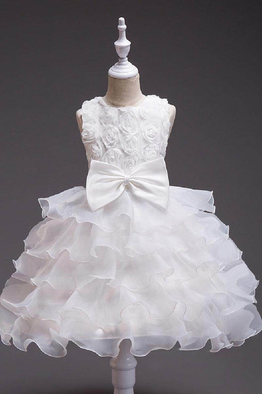 Ball Gown Scoop Neck Sleeveless Mini Organza Flower Girl Dresses 547048188211 - COCOMELODY