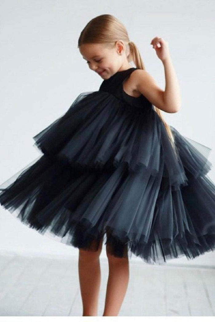 Ball Gown Scoop Neck Sleeveless Mini Tulle Flower Girl Dresses 606456801196 - COCOMELODY