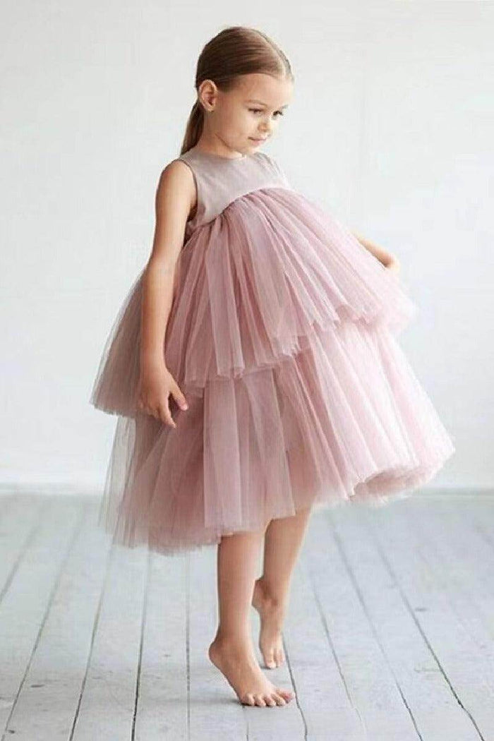 Ball Gown Scoop Neck Sleeveless Mini Tulle Flower Girl Dresses 606456801196 - COCOMELODY