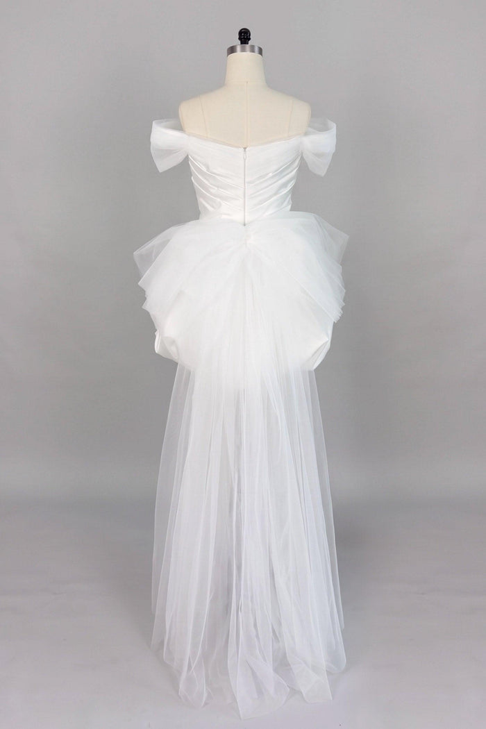 Ball Gown Short-Mini Satin Tulle Wedding Dress 771775523326